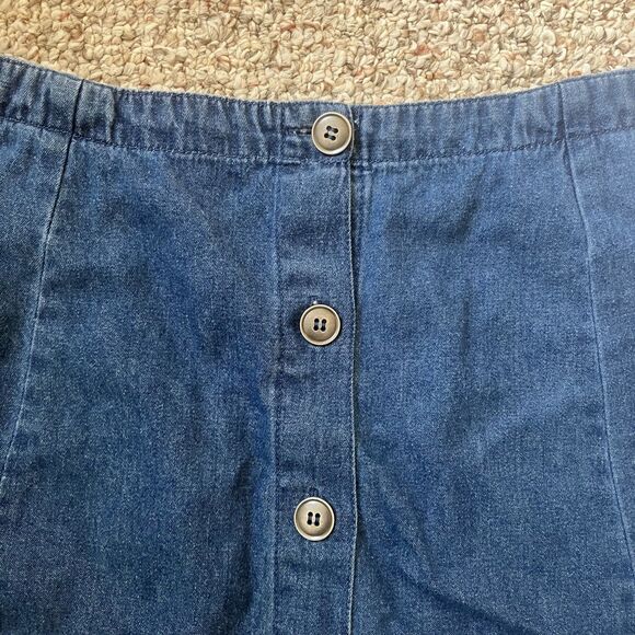The Vermont Country Store Women Denim Midi Skirt Size M Button Up Cotton Cottage - Picture 2 of 7